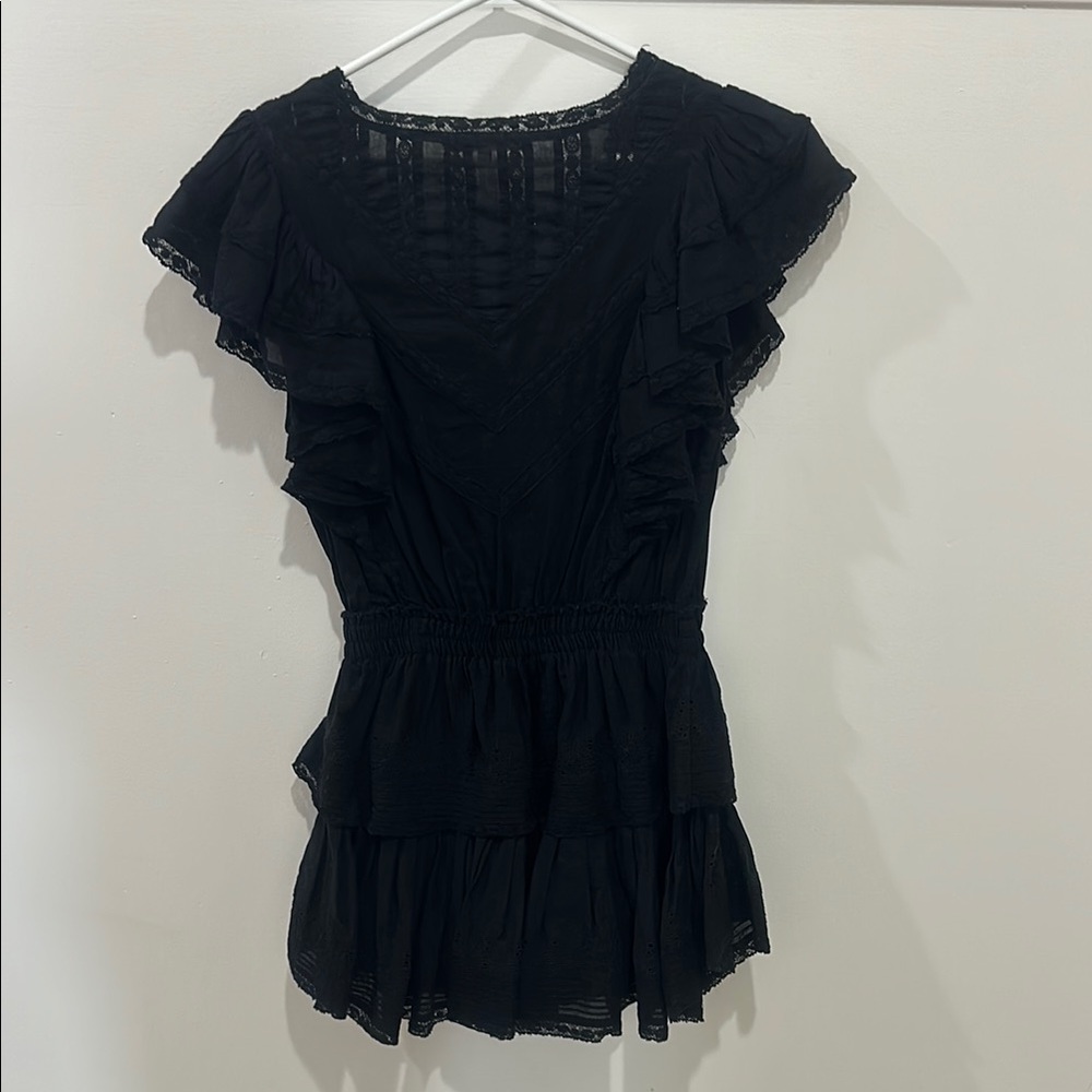 LoveShackFancy Black Ruffled Mini Dress - Picture 9 of 10
